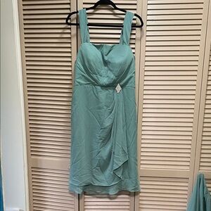 Elegant Teal Sleeveless Dress 2 piece set